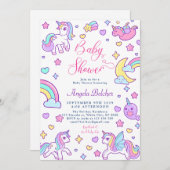 Invitation Baby shower arc-en-ciel magique Unicorn (Devant / Derrière)