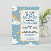 Invitation Baby shower arc-en-ciel mignon (Debout devant)