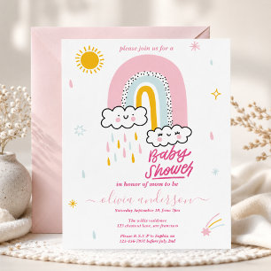 Invitation Baby Shower Arc-en-Ciel Mignon