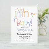Invitation Baby shower arc-en-ciel mignon (Debout devant)