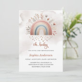 Invitation Baby shower arc-en-ciel mignon Oh Baby Boho (Debout devant)