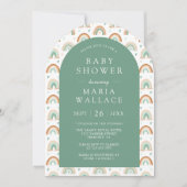 Invitation Baby shower arc-en-ciel Mint Green Arch Boho (Devant)