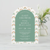 Invitation Baby shower arc-en-ciel Mint Green Arch Boho (Debout devant)