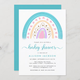 Invitation Baby shower arc-en-ciel moderne