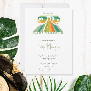 Invitation Baby shower arc-en-ciel neutre rétro-genre