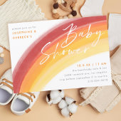 Invitation Baby shower arc-en-ciel orange peint