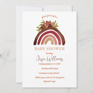 Invitation Baby shower arc-en-ciel Orange Terracotta Boho