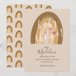 Invitation Baby shower Arc-en-ciel papillons Bohême