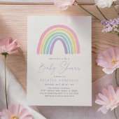 Invitation Baby shower arc-en-ciel Pastel Pink Boho