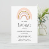 Invitation Baby shower arc-en-ciel Pastel Pink & Faux Parties (Debout devant)