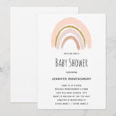Invitation Baby shower arc-en-ciel Pastel Pink & Faux Parties (Devant / Derrière)