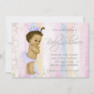 Invitation Baby-Shower Arc-en-Ciel Pastel Rétro