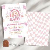 Invitation Baby shower arc-en-ciel Pastel Retro