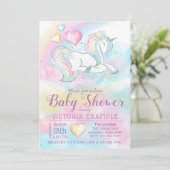 Invitation Baby shower arc-en-ciel Pastel Unicorn (Debout devant)