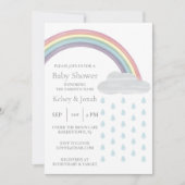 Invitation Baby shower arc-en-ciel Pastel Watercolor (Devant)