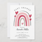 Invitation Baby shower arc-en-ciel Red Pink Heart (Devant)