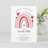 Invitation Baby shower arc-en-ciel Red Pink Heart (Debout devant)