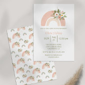 Invitation Baby shower arc-en-ciel rose