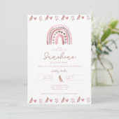 Invitation Baby shower arc-en-ciel rose Boho (Debout devant)