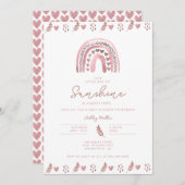 Invitation Baby shower arc-en-ciel rose Boho (Devant / Derrière)