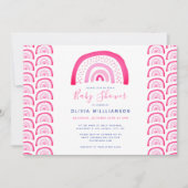 Invitation Baby shower arc-en-ciel rose moderne (Devant)