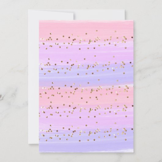 Invitation Baby shower arc-en-ciel rose or moderne (Dos)