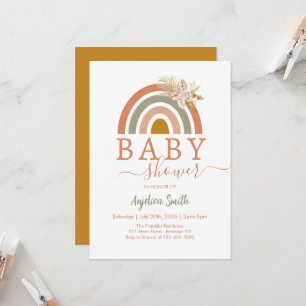 Invitation Baby shower arc-en-ciel rose Pampas Grass Boho