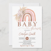 Invitation Baby shower arc-en-ciel rose Pampas Grass Boho (Devant)