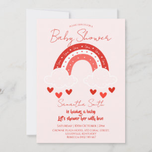 Invitation Baby shower arc-en-ciel rouge 