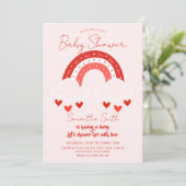 Invitation Baby shower arc-en-ciel rouge  (Debout devant)