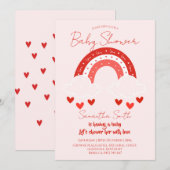 Invitation Baby shower arc-en-ciel rouge  (Devant / Derrière)