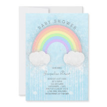 Invitation Baby shower arc-en-ciel Sparkle Pastel