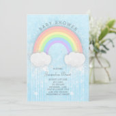 Invitation Baby shower arc-en-ciel Sparkle Pastel (Debout devant)