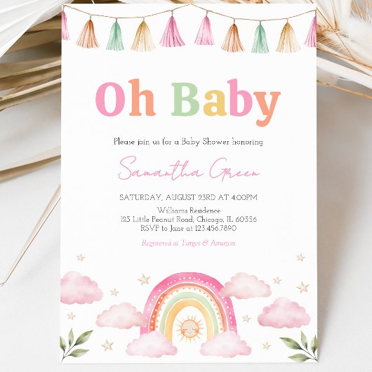 Invitation Baby Shower Arc-en-Ciel Sunshine