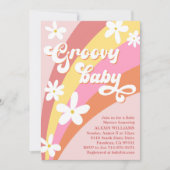 Invitation Baby shower arc-en-ciel super Retro Daisies (Devant)