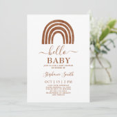 Invitation Baby shower arc-en-ciel Terracotta (Debout devant)