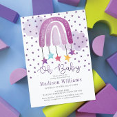 Invitation Baby shower arc-en-ciel violet Pastel
