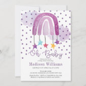 Invitation Baby shower arc-en-ciel violet Pastel (Devant)