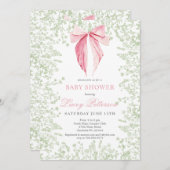 Invitation Baby shower arc rose et vert (Devant / Derrière)