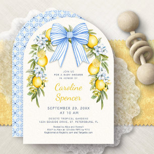 Invitation Baby Shower Arch Floral en forme de citron d'Amalf