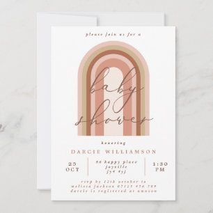 Invitation Baby shower Arche arc-en-ciel rose Boho