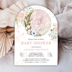 Invitation Baby Shower Arche Fleurie Rose Clair Au-Dessus De
