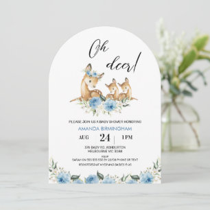 Invitation Baby shower Arché Floral Oh Deer Twins