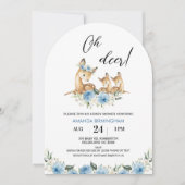 Invitation Baby shower Arché Floral Oh Deer Twins (Devant)