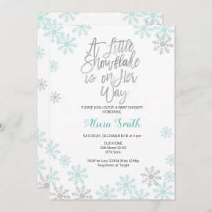 Invitation Baby shower argenté en bon état de fille du pays