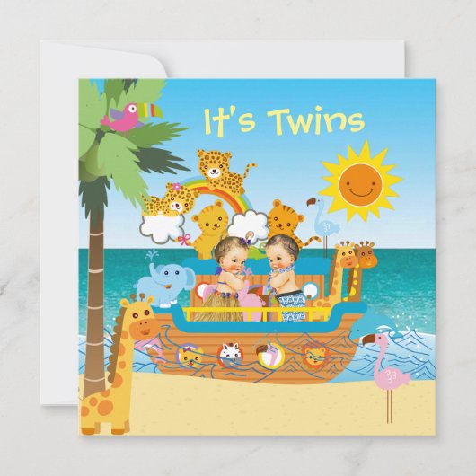 Invitation Baby shower Ark Twins (Devant)