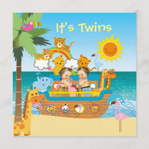 Invitation Baby shower Ark Twins