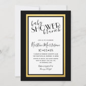 Invitation Baby shower Art Déco Noir & Or (Devant)