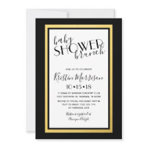 Invitation Baby shower Art Déco Noir & Or