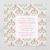 Invitation Baby shower Art déco rose (Devant / Derrière)